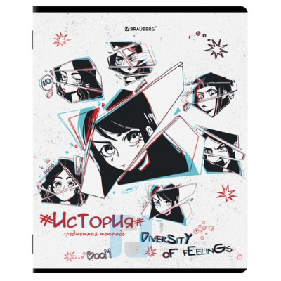 Тетрадь предметная "ANIME" 48л, глянцевый лак, ИСТОРИЯ, клетка, BRAUBERG, 404539