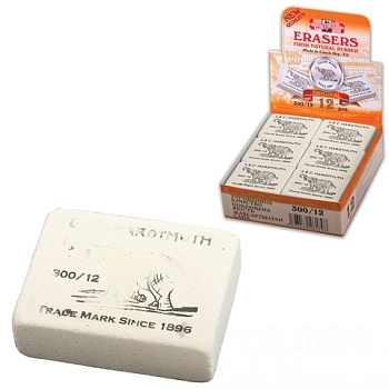 Ластик KOH-I-NOOR "Слон" 300/12, 48х37х16 мм, белый, прямоугольный, натуральный каучук, 0300012002KDRU