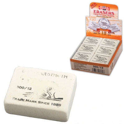 Ластик KOH-I-NOOR "Слон" 300/12, 48х37х16 мм, белый, прямоугольный, натуральный каучук, 0300012002KDRU