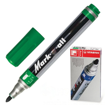 Маркер перманентный STABILO "Mark", ЗЕЛЕНЫЙ, пулевидный наконечник, 1,5-2,5 мм, 651/36