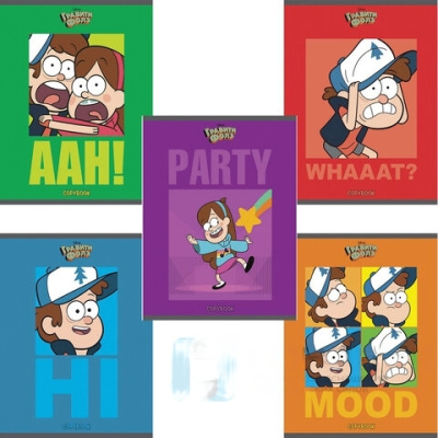 Тетрадь А5, 48 л., HATBER, скоба, клетка, обложка картон, "Гравити Фолз" (5 видов в спайке), 48Т5В1