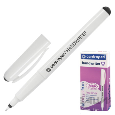 Ручка капиллярная (линер) ЧЕРНАЯ CENTROPEN "Handwriter", трехгранная, линия 0,5 мм, 4651, 2 4651 0112