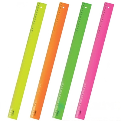 Линейка пластиковая 50 см, СТАММ "Neon", непрозрачная, неоновая, ассорти, ЛН93