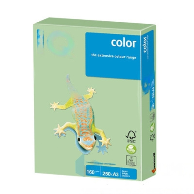 Бумага цветная IQ color БОЛЬШОЙ ФОРМАТ (297х420 мм), А3, 160 г/м2, 250 л., пастель, зеленая, MG28