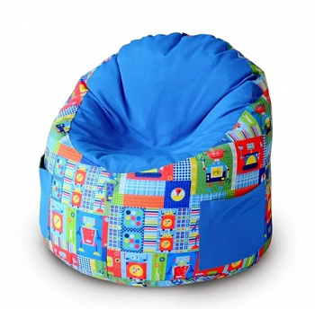 Пуфик-мешок детский Роботы (мебельный хлопок)
