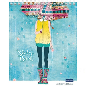 Скетчбук, белая бумага 100 г/м2, 145х205 мм, 40 л., гребень, глянцевая ламинация, эскиз, "Моменты", 40Б5Aгр