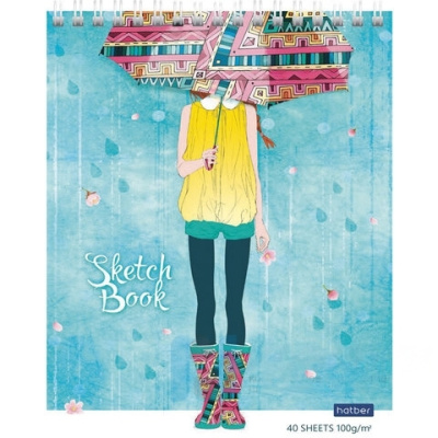 Скетчбук, белая бумага 100 г/м2, 145х205 мм, 40 л., гребень, глянцевая ламинация, эскиз, "Моменты", 40Б5Aгр