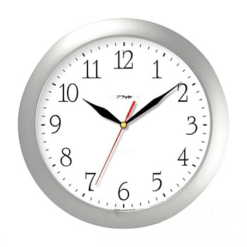 Часы настенные TROYKA 11170113, круг, белые, серебристая рамка, 29х29х3,5 см