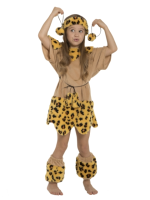 Детский карнавальный костюм Первобытная девочка (рост 110-128 см)