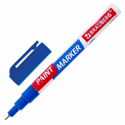 Маркер-краска лаковый EXTRA (paint marker) 1 мм, СИНИЙ, УСИЛЕННАЯ НИТРО-ОСНОВА, BRAUBERG, 151961