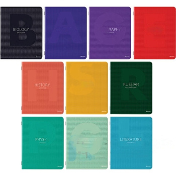 Тетради предметные, КОМПЛЕКТ 10 ПРЕДМЕТОВ, "COLOR", 48 листов, матовая ламинация, лак, BRAUBERG, 404029