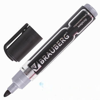 Маркер перманентный (нестираемый) BRAUBERG "Neo", ЧЕРНЫЙ, утолщенный круглый наконечник, 5 мм, 150480