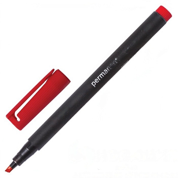 Маркер перманентный (нестираемый) STAEDTLER (Германия) "Lumocolor", КРАСНЫЙ, скошенный наконечник, 1-2,5 мм, 314-2