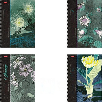 Тетрадь А4, 80 л., HATBER, гребень, клетка, обложка картон, "Океан цветов" (4 вида), 80Т4В1гр