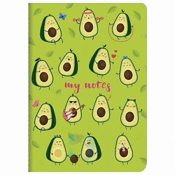 Тетрадь 40 л. в клетку обложка SoftTouch, бежевая бумага 70 г/м2, сшивка, А5 (147х210 мм), МИЛЫЕ АВОКАДО, BRAUBERG, 403770