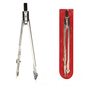 Циркуль для старших классов/студентов, 155 мм, стальной, никелированный, чехол ПВХ, GLOBUS, ЦЧ-70-10