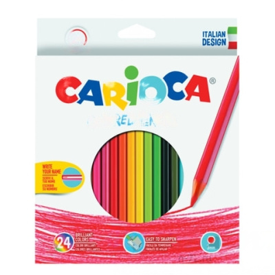 Карандаши цветные CARIOCA, 24 цвета, шестигранные, заточенные, европодвес, 40381