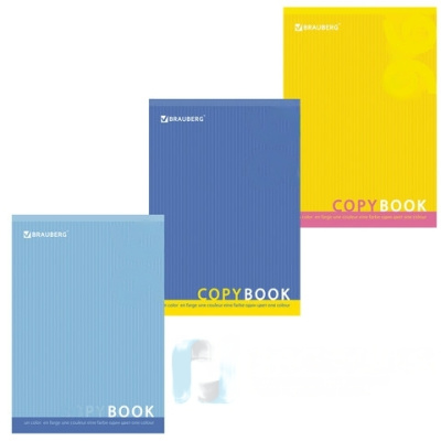 Тетрадь А4, 96 л., BRAUBERG скоба, клетка, обложка картон, ОДИН ЦВЕТ, 401880