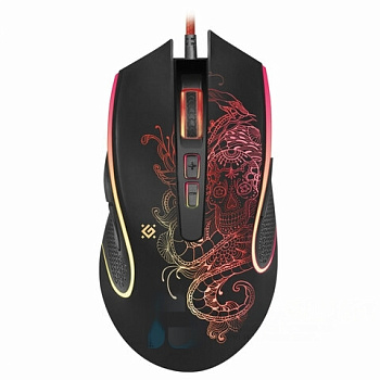 Мышь проводная игровая DEFENDER Venom GM-640L, USB, 7 кнопок + 1 колесо-кнопка, оптическая, черная, 52640