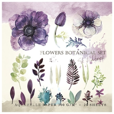 Скетчбук, акварельная белая бумага 300 г/м2, 200х200 мм, 20 л., гребень, SoftTouch, брайль, "Nature", 97286