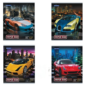 Тетрадь А5, 48 л., BRAUBERG, клетка, обложка картон, АВТО, 401282