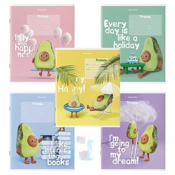 Тетрадь 18 л. BRAUBERG клетка, обложка картон, "ПЛЮШЕВЫЙ АВОКАДО", 106477