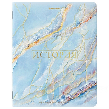 Тетрадь предметная "PASTEL" 48 л., SoftTouch, фольга, ИСТОРИЯ, клетка, BRAUBERG, 404316