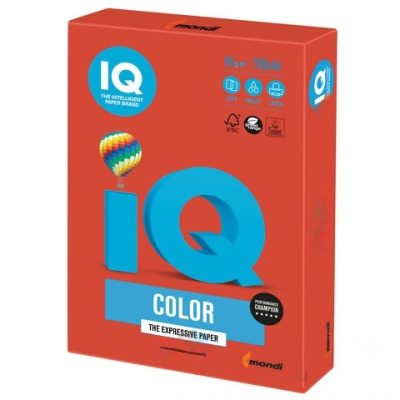 Бумага цветная IQ color, А4, 80 г/м2, 100 л., интенсив, кораллово-красная, CO44