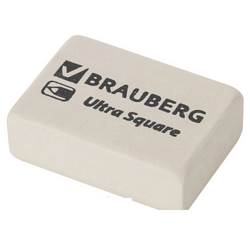 Ластик BRAUBERG "Ultra Square", 26х18х8 мм, белый, натуральный каучук, 228707