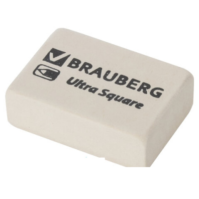 Ластик BRAUBERG "Ultra Square", 26х18х8 мм, белый, натуральный каучук, 228707