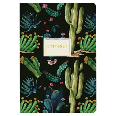 Тетрадь ЕВРО А5 40 л. BRUNO VISCONTI сшивка, клетка, Soft Touch, бежевая бумага 70 г/м2, "НОЧНЫЕ КАКТУСЫ", 7-40-001/28