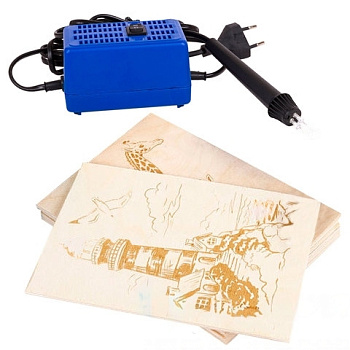 Набор для выжигания "Узор-10к", выжигатель + 8 досок (4 с рисунком + 4 чистых), 15x21 см, "Десятое королевство", 01817