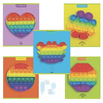 Тетрадь А5, 48 л., ПЗБМ, скоба, клетка, конгрев, матовая ламинация, "Мини-пупырка" (5 видов), 029456