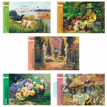 Альбом для рисования, А4, 32 л., спираль, обложка картон, HATBER, 205х300 мм, "Мелодия души" (5 видов), 32А4тВсп