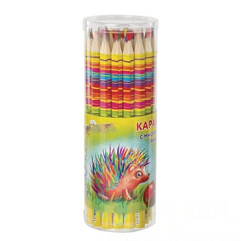 Карандаш с многоцветным грифелем, 1 шт., ЮНЛАНДИЯ "MAGIC", утолщенный, заточенный, 181373