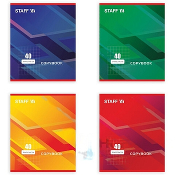 Тетрадь А5, 40 л., STAFF, клетка, офсет №2 ЭКОНОМ, обложка картон, "СТАНДАРТ", 402644