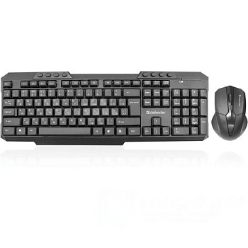 Набор беспроводной DEFENDER Jakarta C-805,клавиатура, мышь 3 кнопки+1 колесо-кнопка, черный, 45805, 45805 