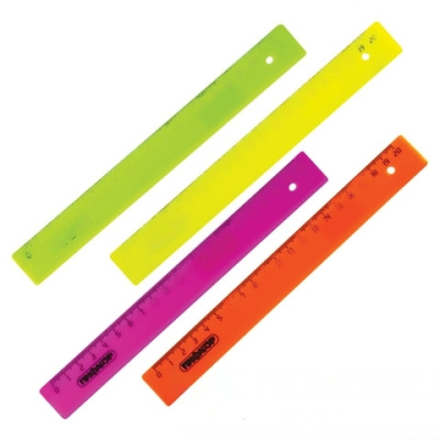 Линейка пластиковая 20 см, ПИФАГОР, непрозрачная, неоновая, ассорти, 210604