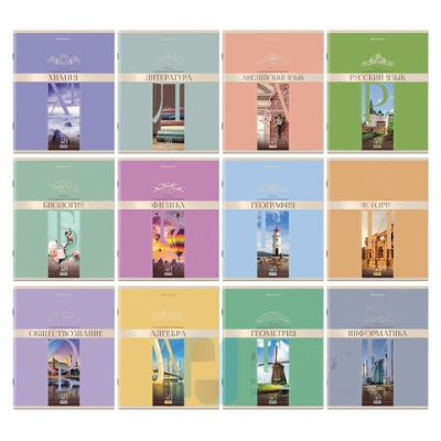 Тетради предметные, КОМПЛЕКТ 12 ПРЕДМЕТОВ, "DELIGHT", 48 л., обложка картон, BRAUBERG, 404606