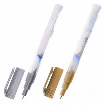 Маркер-краска лаковый EXTRA (paint marker) 1 мм, НАБОР 2 цвета, ЗОЛОТОЙ/СЕРЕБРЯНЫЙ, УСИЛЕННАЯ НИТРО-ОСНОВА, BRAUBERG, 151989