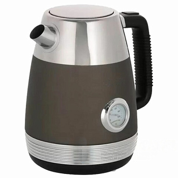 Чайник KITFORT КТ-633-1, 1,7 л, 2200 Вт, закрытый нагревательный элемент, термометр, пластик/металл, графит