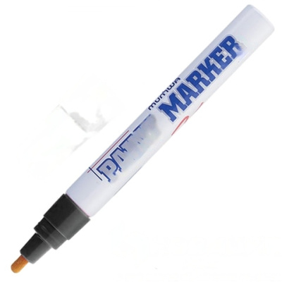 Маркер-краска лаковый (paint marker) MUNHWA, 4 мм, ЧЕРНЫЙ, нитро-основа, алюминиевый корпус, PM-01
