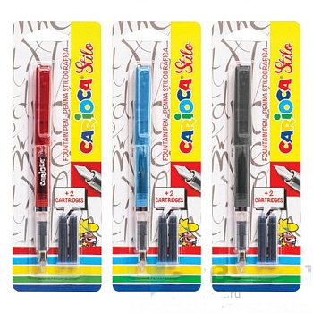 Ручка перьевая CARIOCA "Stilo", иридиевое перо, 2 сменных картриджа, корпус ассорти, Италия, 42303