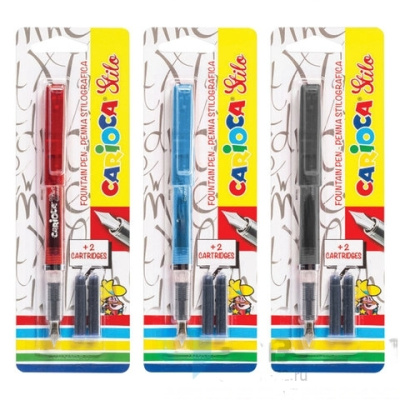 Ручка перьевая CARIOCA "Stilo", иридиевое перо, 2 сменных картриджа, корпус ассорти, Италия, 42303