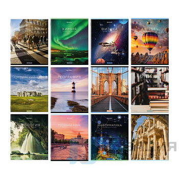 Тетради предметные, КОМПЛЕКТ 12 ПРЕДМЕТОВ, КЛАССИКА NEW, 48 л., обложка картон, BRAUBERG, 404322