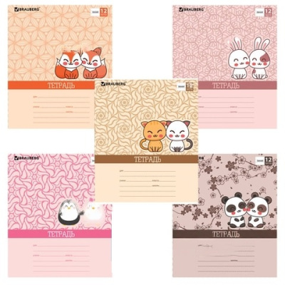 Тетрадь 12 л. BRAUBERG, линия, обложка картон, ПАРОЧКА, 104778