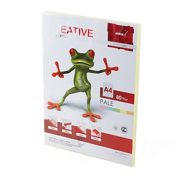 Бумага цветная CREATIVE color, А4, 80 г/м2, 100 л., пастель, желтая, БПpr-100ж