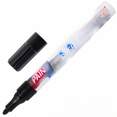 Маркер-краска лаковый EXTRA (paint marker) 4 мм, ЧЕРНЫЙ, УСИЛЕННАЯ НИТРО-ОСНОВА, BRAUBERG, 151979