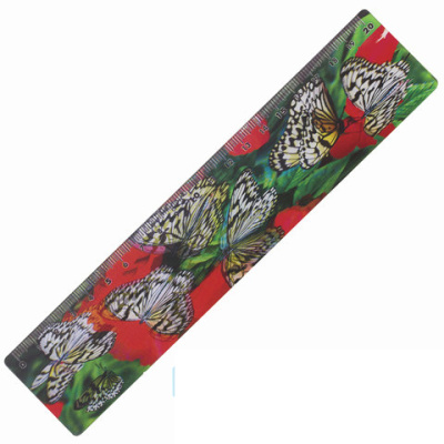 Линейка 3D, 20 см, BRAUBERG, объемная, "Бабочки", европодвес, 210575