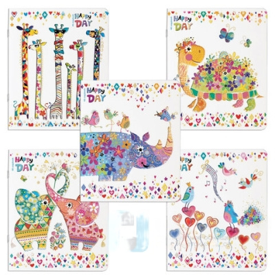 Тетрадь А5 48 л. АЛЬТ скоба, клетка, фольга, конгрев, гибридный лак, "СЧАСТЛИВЫЙ ДЕНЬ" (5 видов), 7-48-829